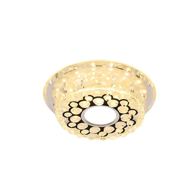 Led Crystal Ceiling Light With Bubble Pattern - Modern Flush Mount Fixture