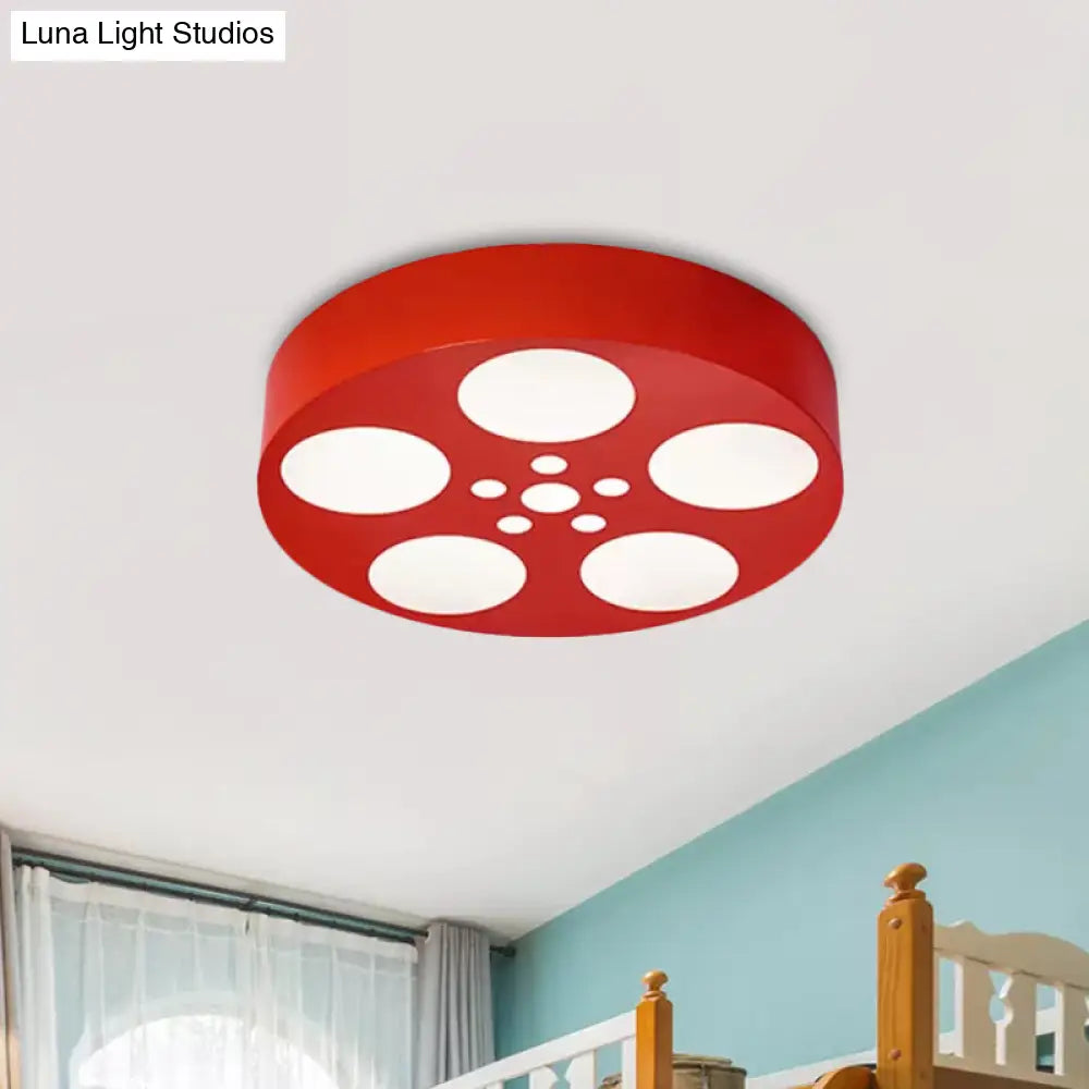 Acrylic LED Kids Flush Mount Lighting in Vibrant Red/Yellow/Blue – Rounded Nursery Room Fixture - Luna Light Studios