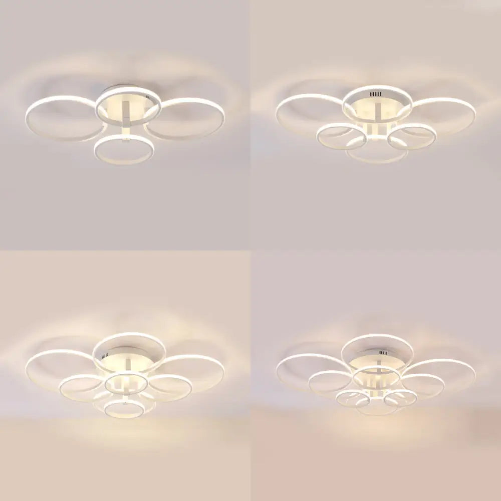 Acrylic Led Semi Flush Mount Ceiling Light In Warm/White With Simple Design - Available 4/6/8 Lights