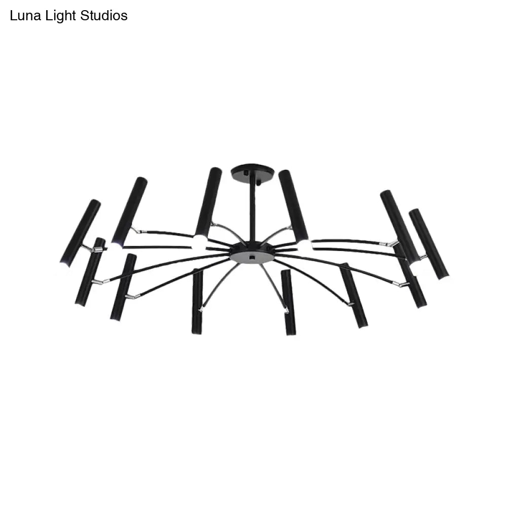 Adjustable Linear Shade Chandelier - Modern Metal Ceiling Light (12/24 Lights) In Black/Rose Gold