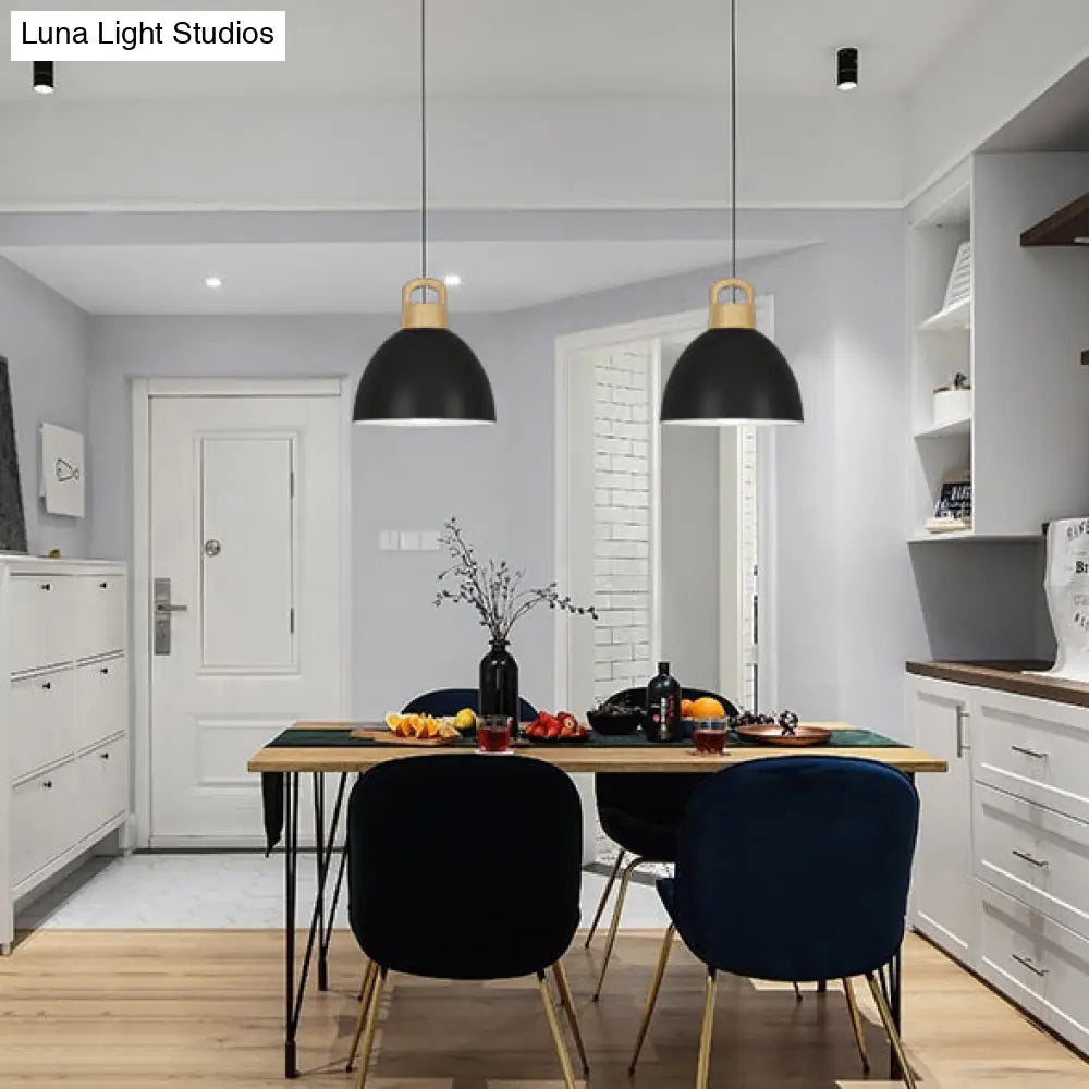 Aluminum Dome Pendant Macaron Hanging Lamp For Kitchen Corridor - 1 Bulb Lighting Solution