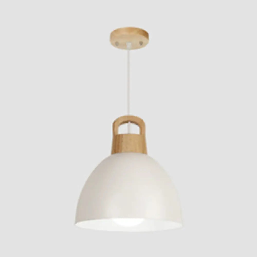 Aluminum Dome Pendant Macaron Hanging Lamp For Kitchen Corridor - 1 Bulb Lighting Solution White