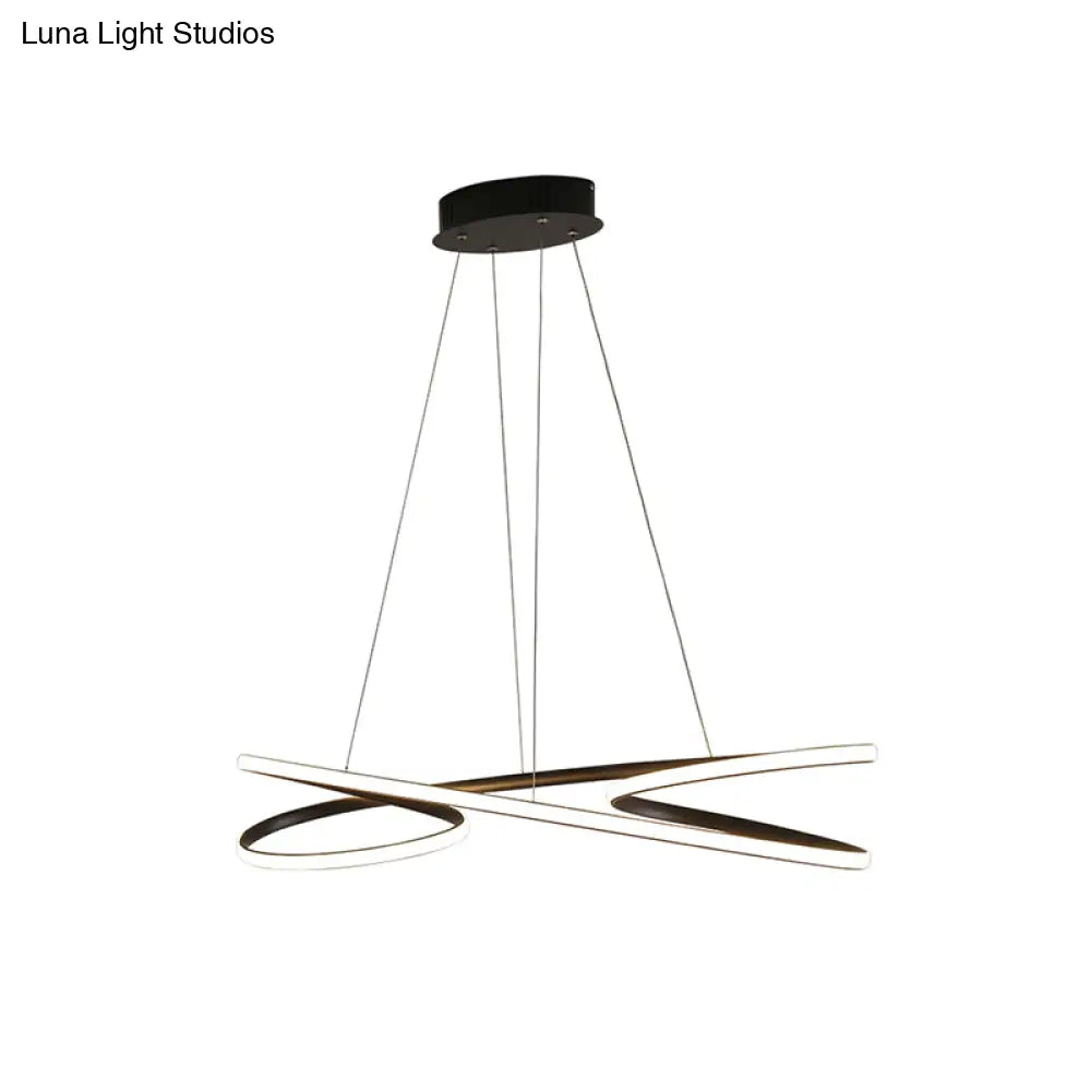 Aluminum Twist Led Pendant Chandelier: Artistic Hanging Lamp For Dining Table