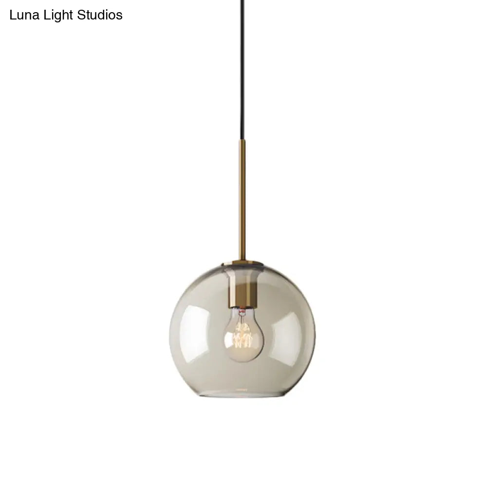 Amber Glass Pendant Light - Modern Brass Hanging Ceiling Fixture (8’/10’/12’ Wide)