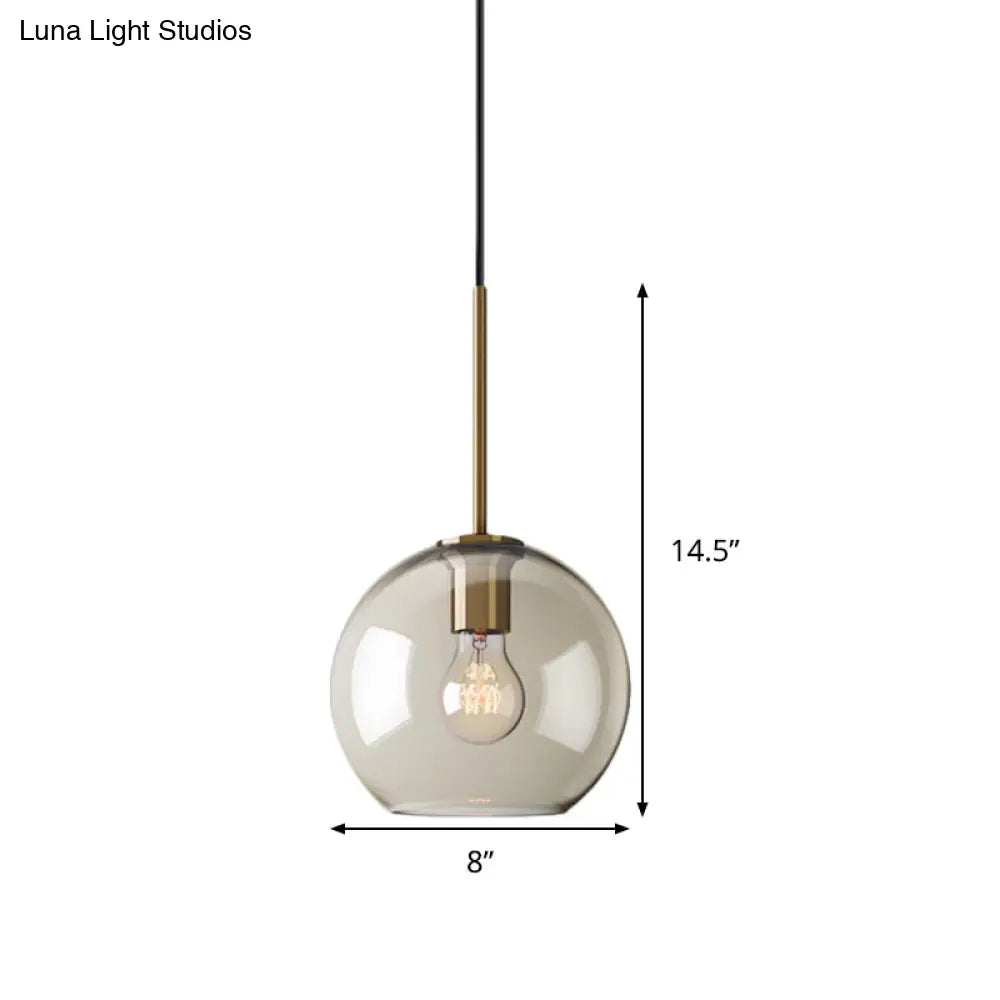 Amber Glass Pendant Light - Modern Brass Hanging Ceiling Fixture (8’/10’/12’ Wide)