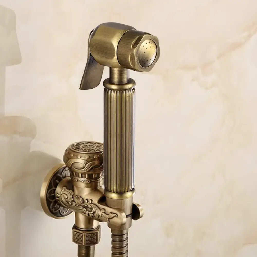 Antique Hand Held Bidet Sprayer Douche Toilet Kit Shattaf Shower Head Gold Copper Valve Set Jet Brass Toilet Bidet