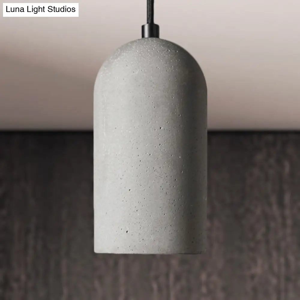 Antique Style Gray Cement Pendant Light With Cylinder Shade - Ideal For Living Room