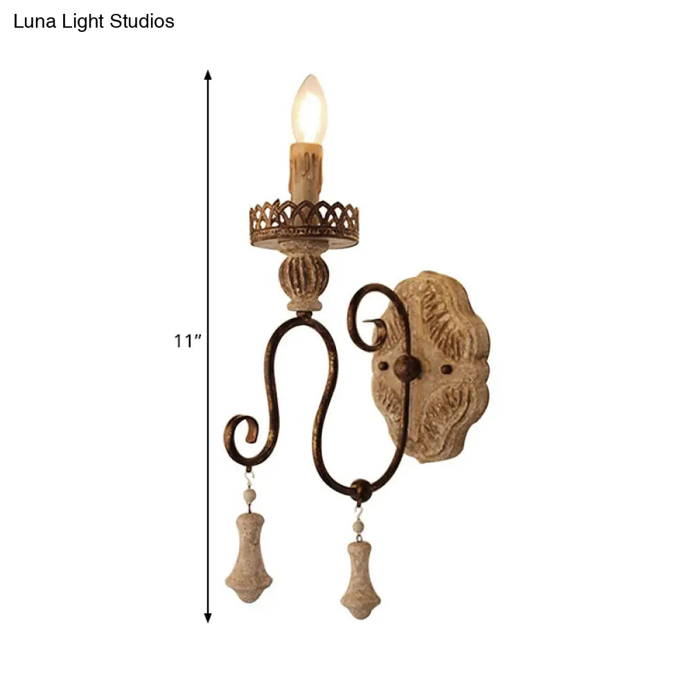 Antiqued Bronze Candle-Style Wall Lamp - Perfect For Bedroom Lighting