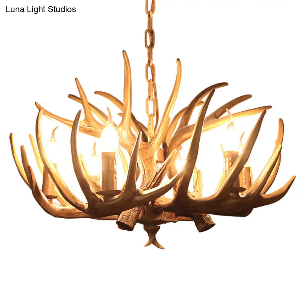 Antler-Shaped Pendant Light: Vintage Resin Chandelier For Restaurant