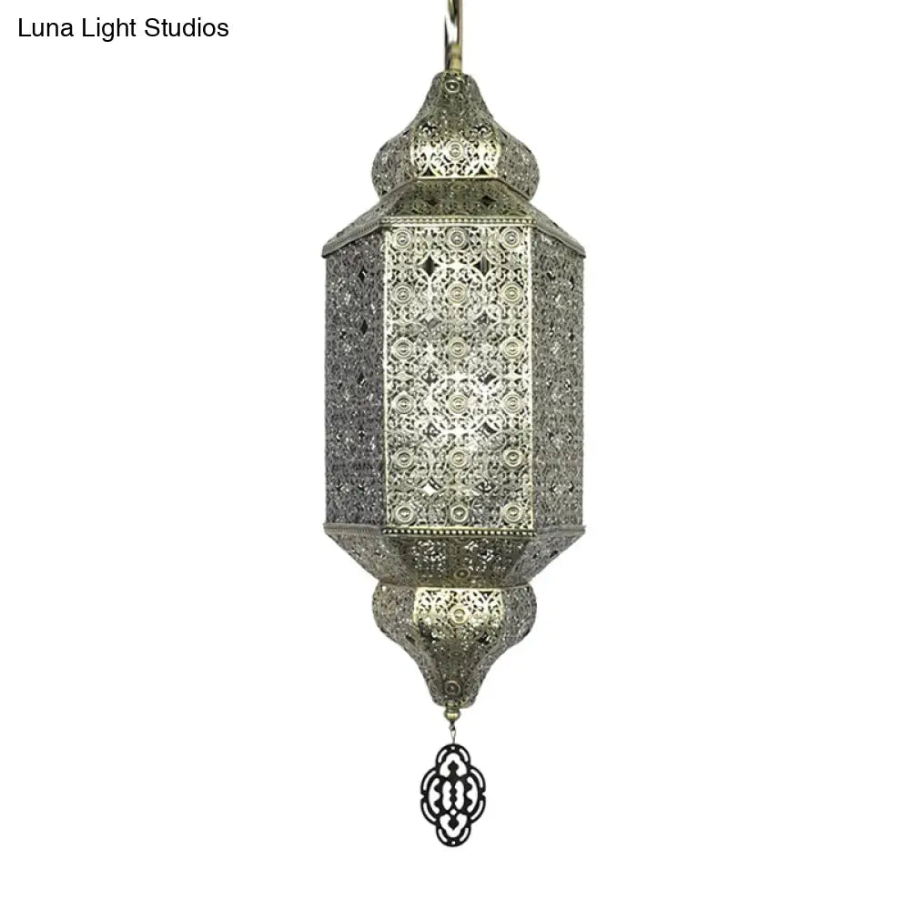 Art Deco Bronze Finish Metal Arab Wall Lamp With Hollowed Out Sconce 1-Light Flush Mount