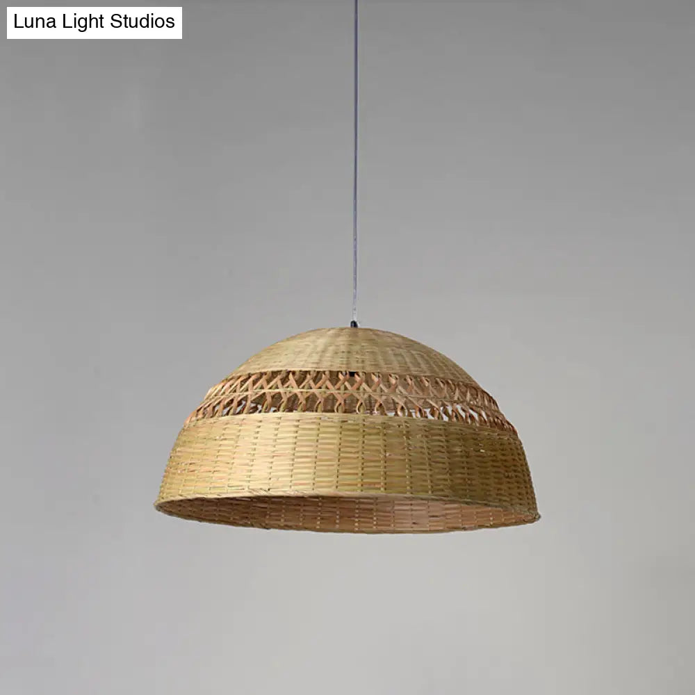 Bamboo Pendant Light - Chinese 1 Head Ceiling Lamp In Flaxen