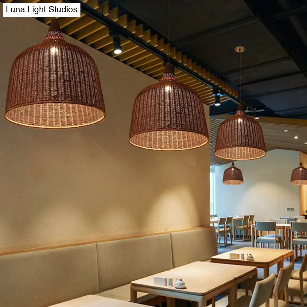 Bamboo Trumpet Tearoom Pendant Lamp - Asian Style Ceiling Hang Light With 1 Head