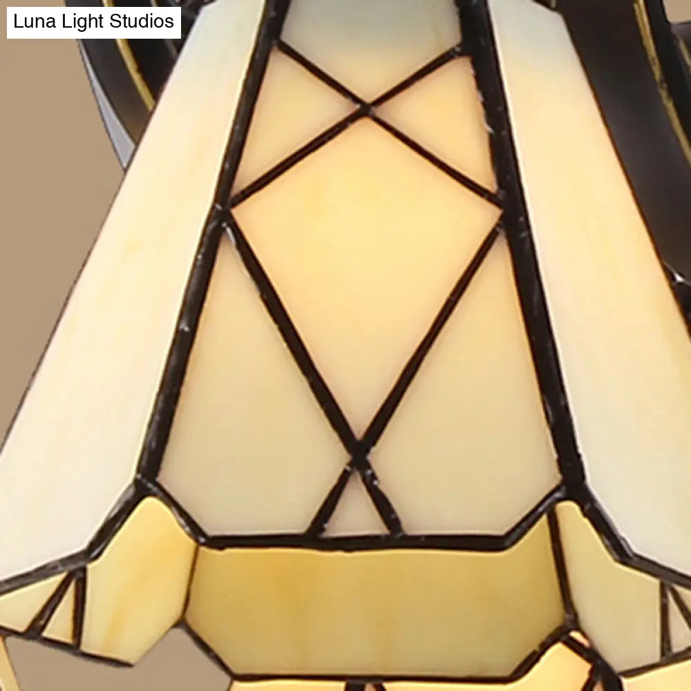 Baroque Yellow Glass Cone Chandelier - 5/6/8 Lights Black Ceiling Suspension Lamp