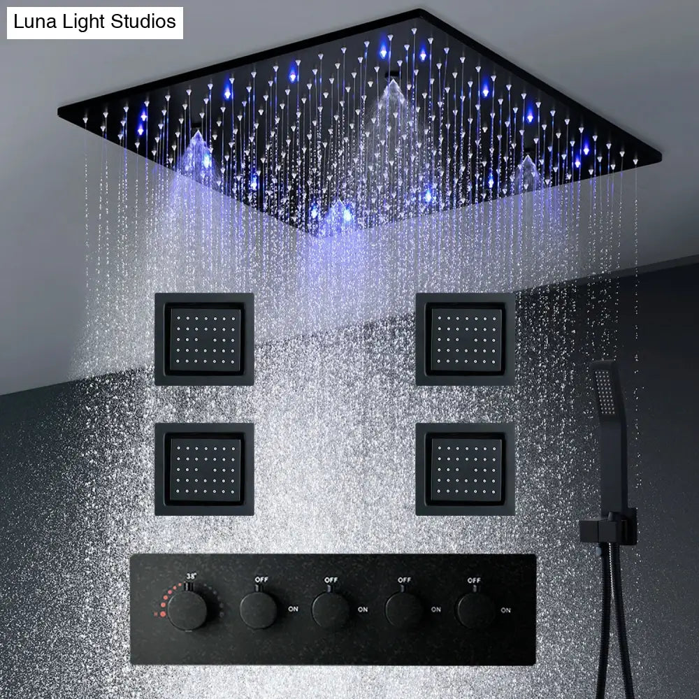 Bathroom Accessories 20Inches 500x500mm Rainfall SPA Massage LED Shower Head Set Constant Temperature Valve Mixer