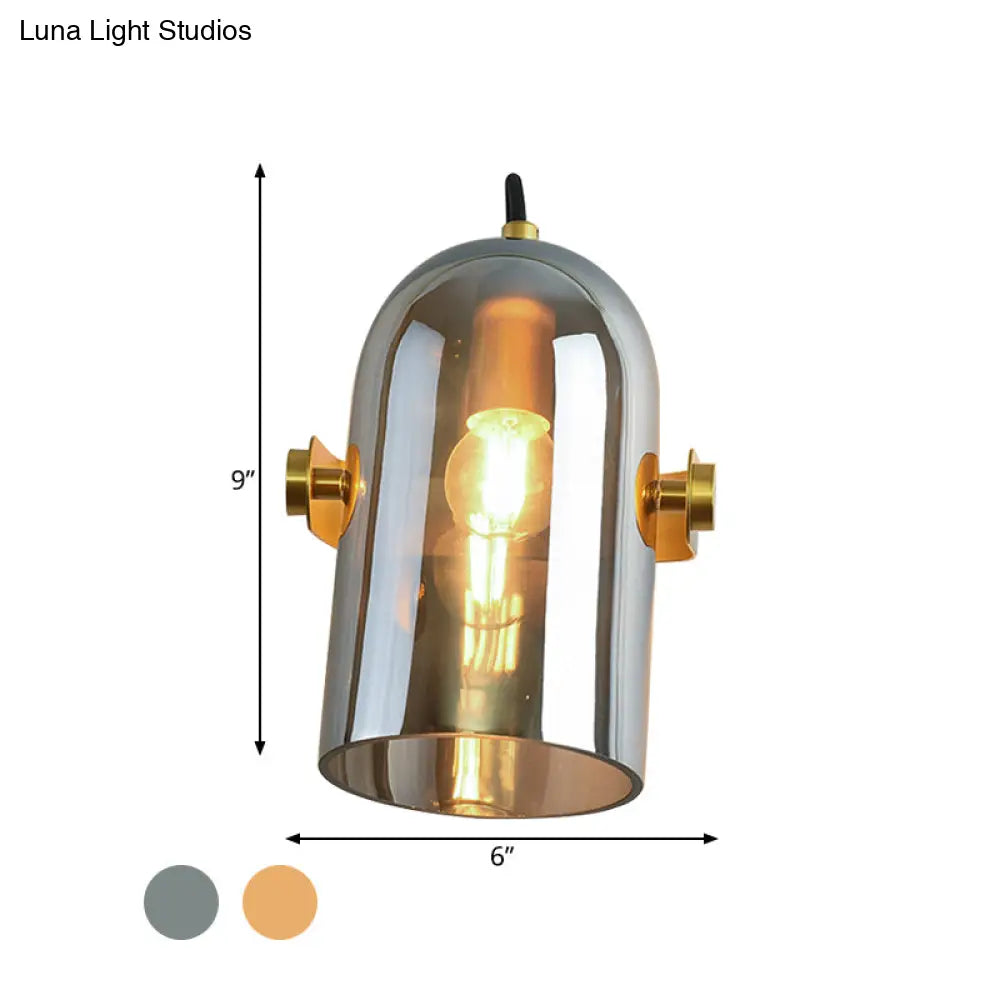 Beautiful Swivel Shade Cloche Bedside Sconce With Vintage Wall Mounted Amber/Smoke Glass - 1 Bulb