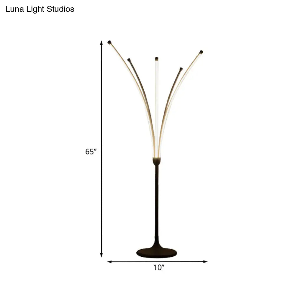 Black Acrylic Led Bedroom Reading Floor Lamp - Simplicity Flower Design