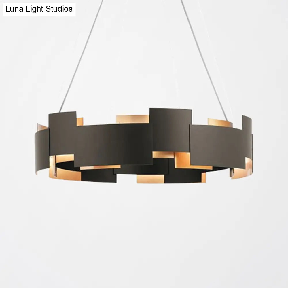 Black And Gold Metal Pendant Chandelier With Postmodern Splicing Design Inner Suspension Light
