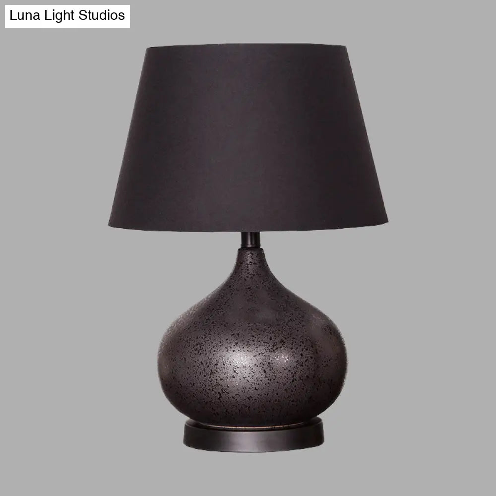 Black Fabric Tapered Drum Task Table Lamp - Modern Design 1 Bulb For Night Lighting