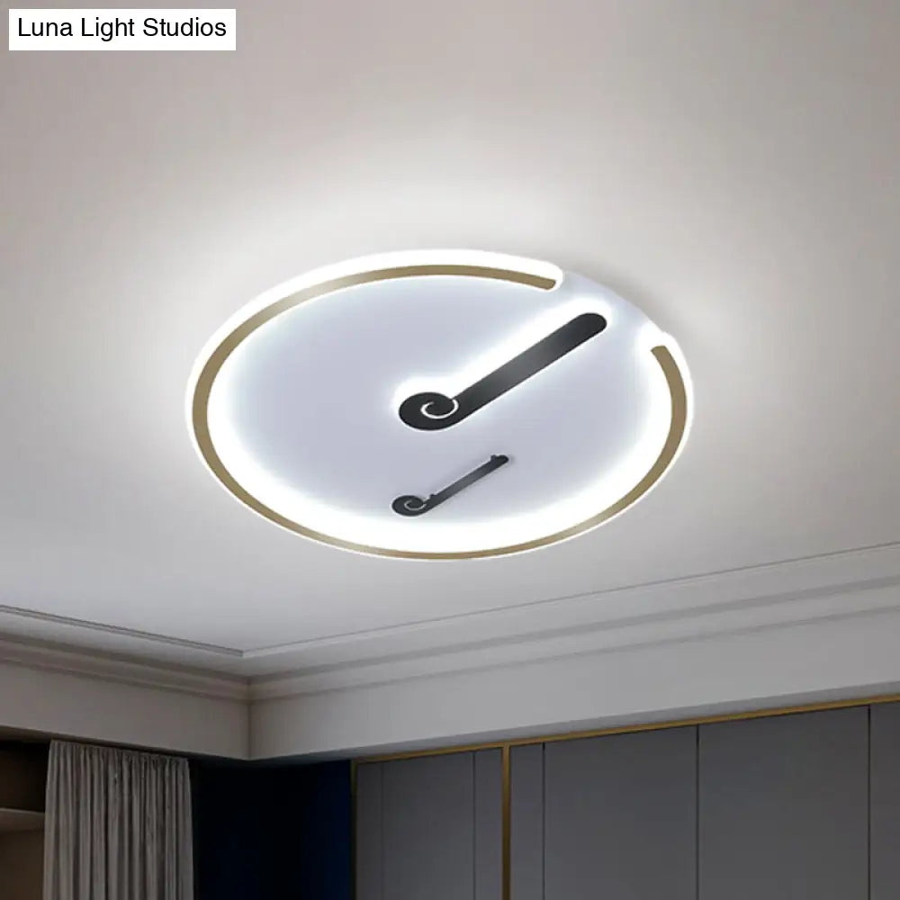 Black/Gold Led Acrylic Shade Ceiling Light For Bedroom - Flushmount Circle Fixture With Warm/White