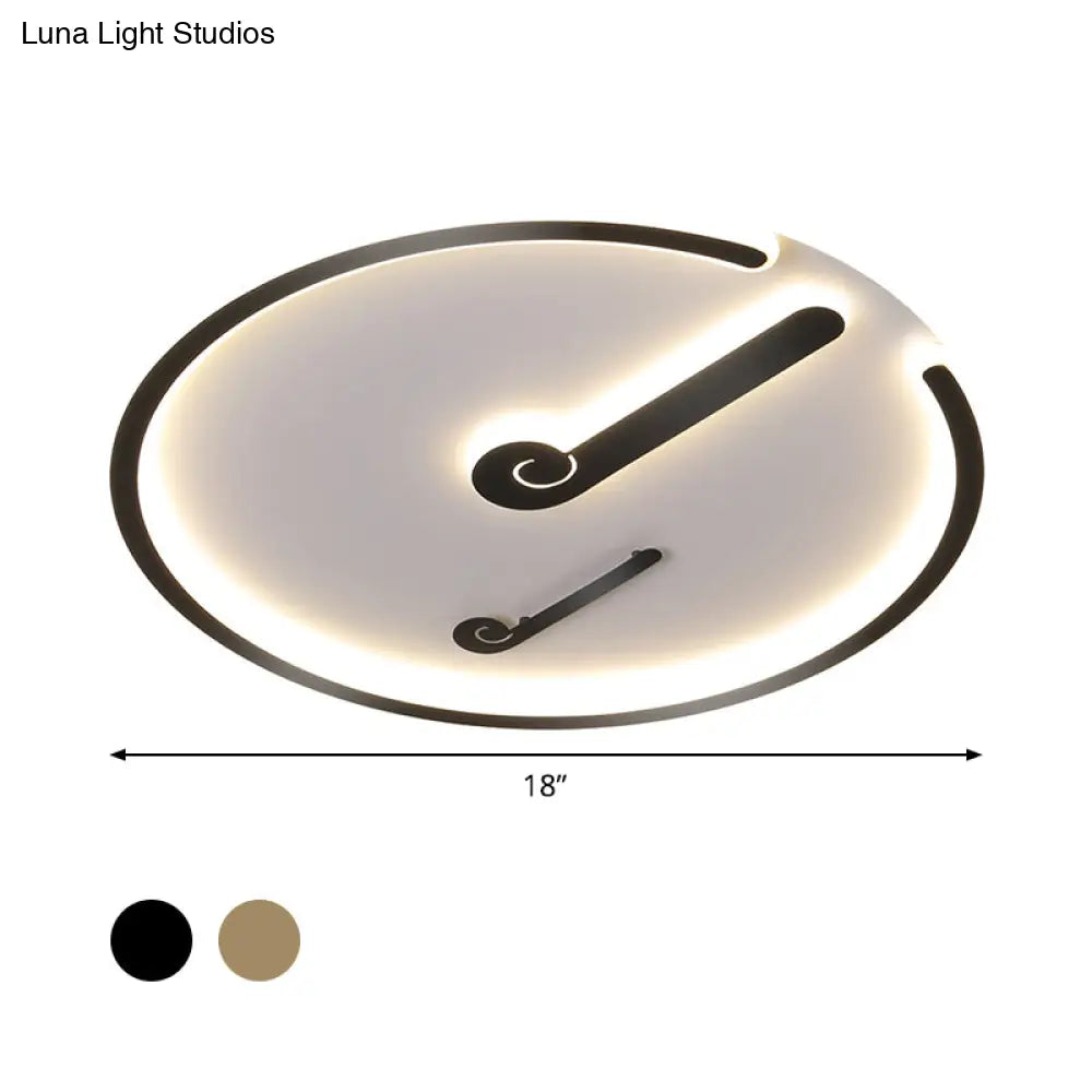Black/Gold Led Acrylic Shade Ceiling Light For Bedroom - Flushmount Circle Fixture With Warm/White