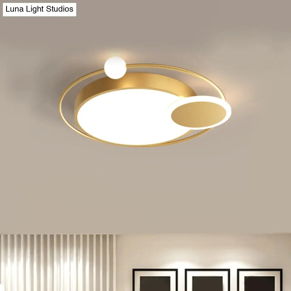 Black/Gold Led Ceiling Light Fixture For Bedroom In Warm/White - Round Flush Mount Acrylic