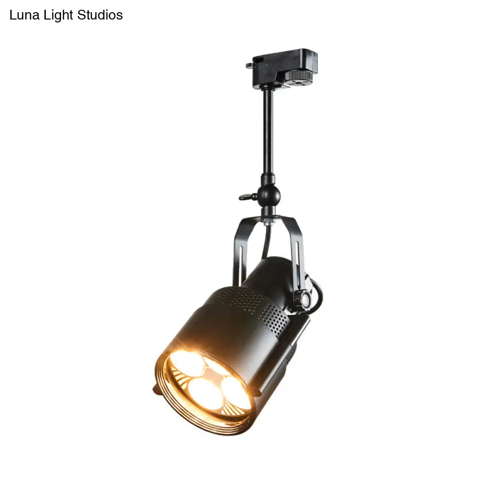 Black Led Semi Flush Factory Lighting Fixture - Rotatable Ceiling Mount With Handle
