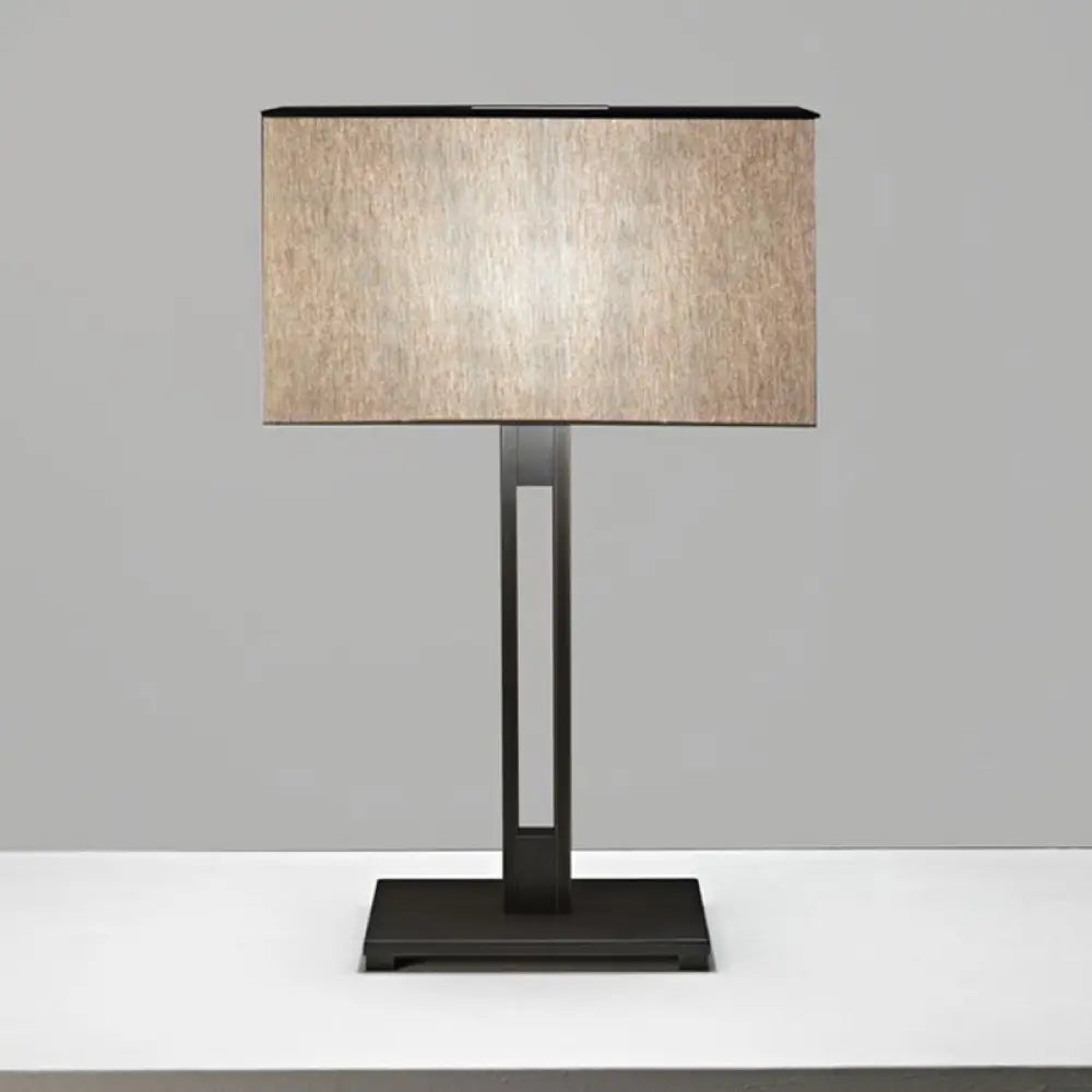Black Modernism Table Lamp: Sleek Rectangular Bedside Nightstand Accent With Light Fabric