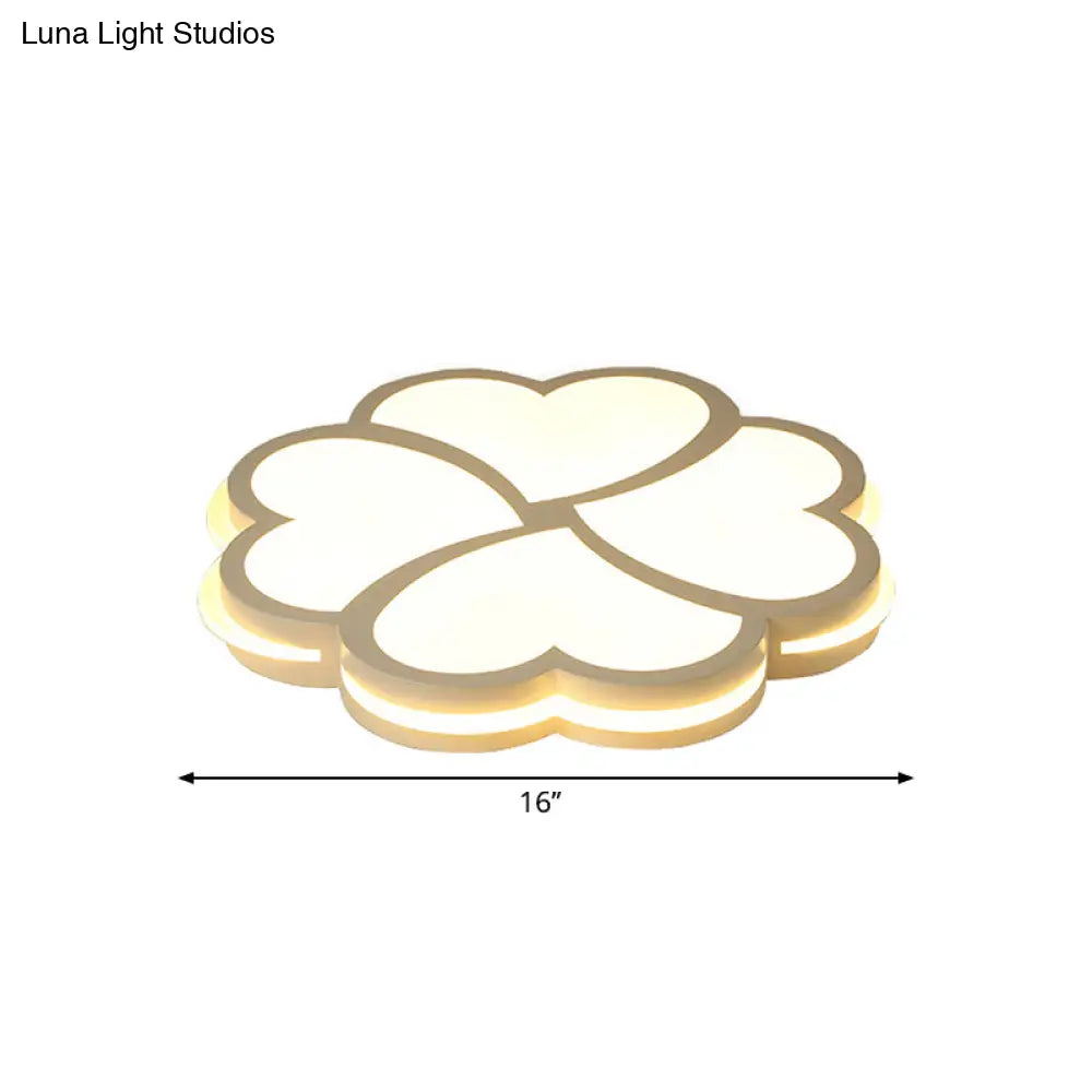 Blossom Kindergarten Led Flush Mount Ceiling Light In Modern Acrylic - White