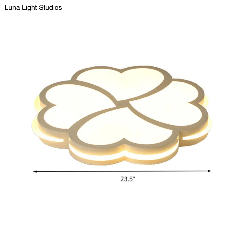 Blossom Kindergarten Led Flush Mount Ceiling Light In Modern Acrylic - White