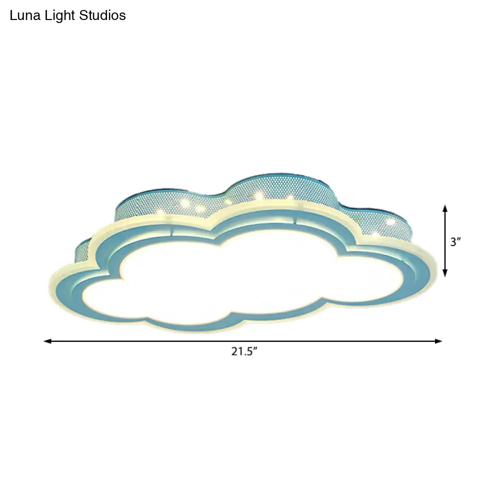 Blue Led Hollow Cloud Ceiling Lamp For Contemporary Kid’s Bedroom