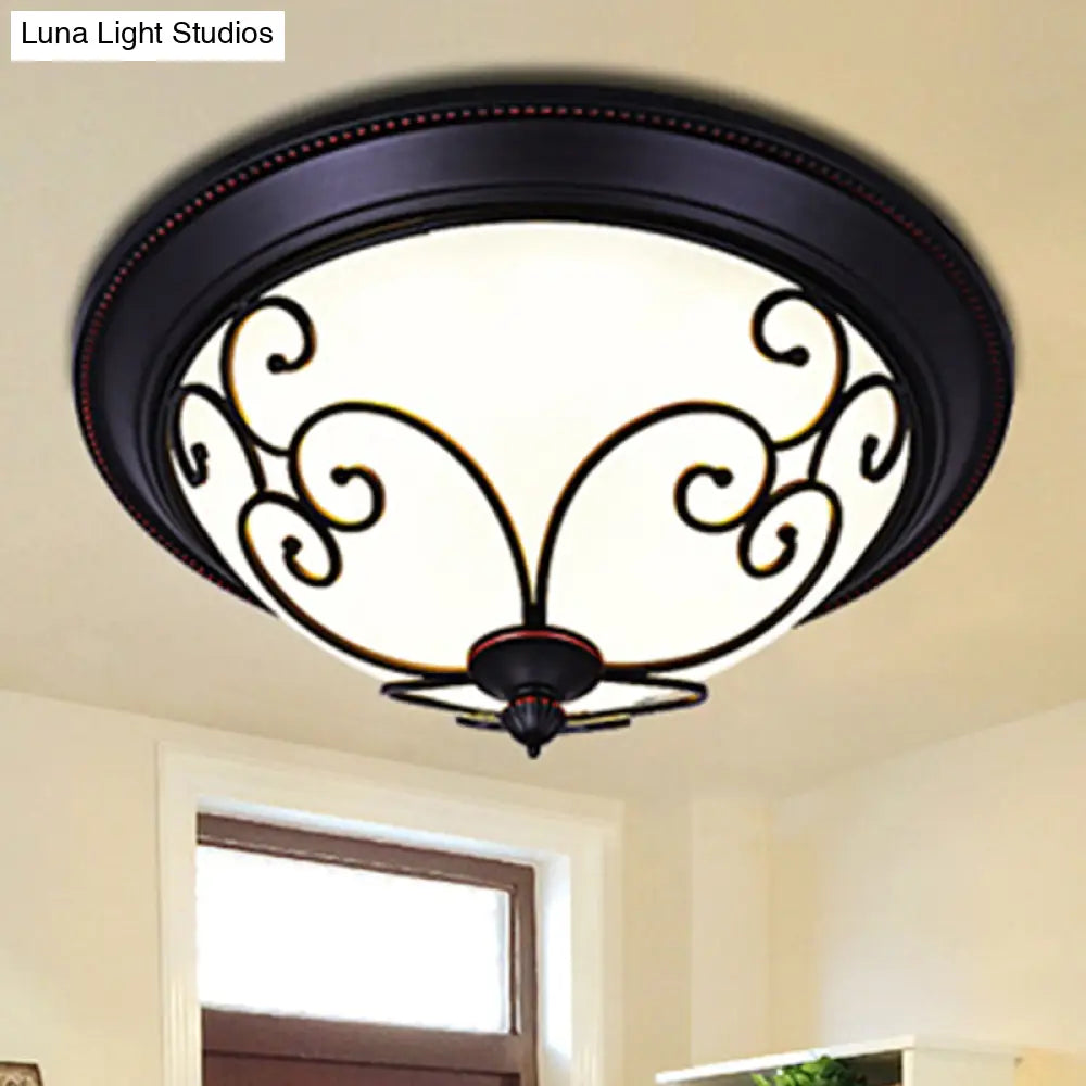 Bowl Bedroom Flush Mount Lamp - Classic Frosted Glass Led Ceiling Light White Warm/White