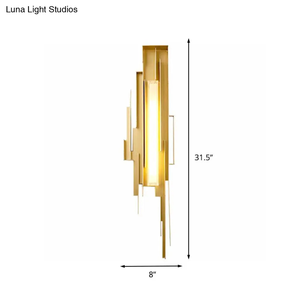 Brass/Gold Sconce Lamp: Irregular Shape With Left/Right Tip - Unique Metal Wall Lighting Fixture
