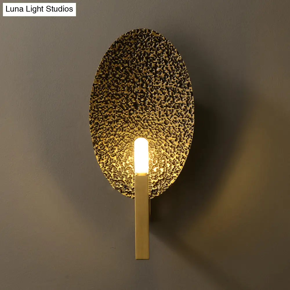 Brass Oval Metal Led Wall Sconce: Stylish Bedroom Lamp