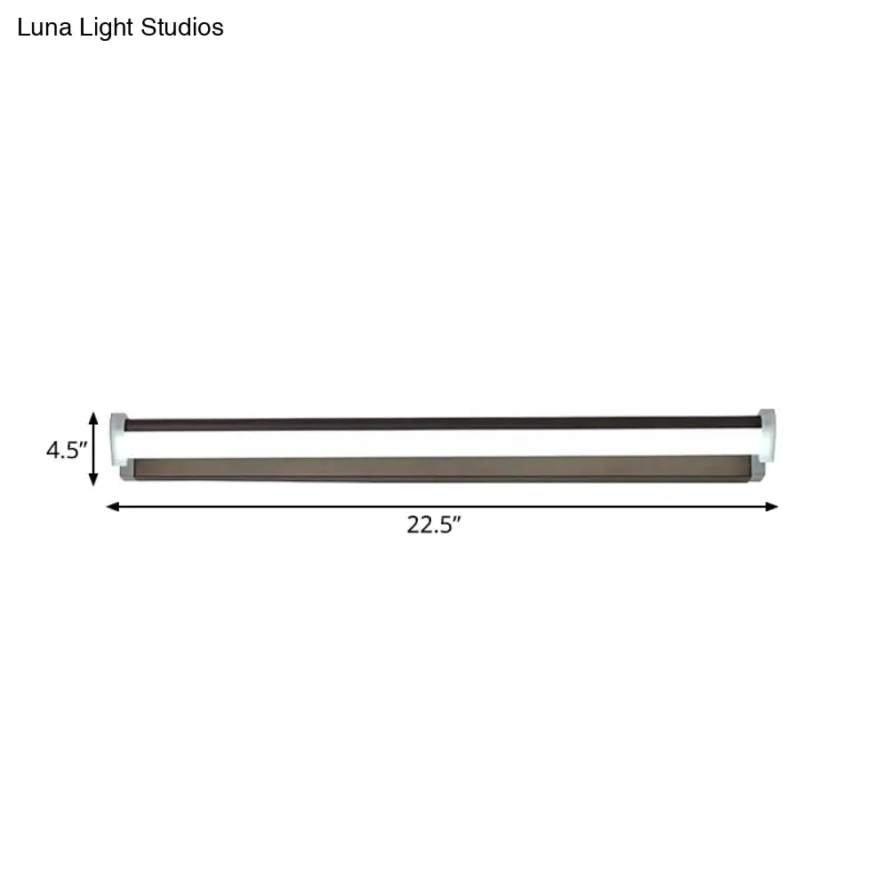 Brown Elongated Vanity Light Fixture - 16/22.5 Wide Classic Metal Led Sconce Lamp White/Warm