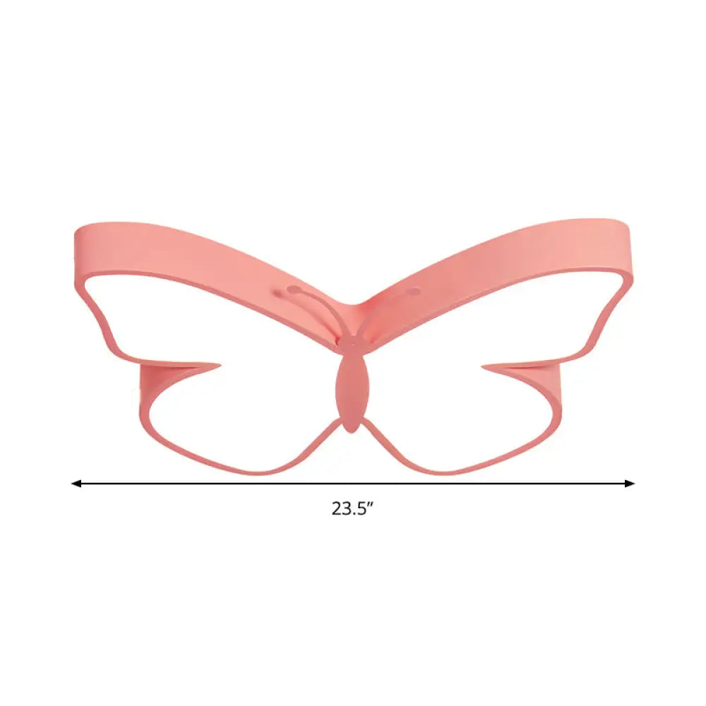 Butterfly Led Flush Mount Lamp In Warm/White Light 19.5/23.5 Width - White/Pink/Blue Cartoon Acrylic