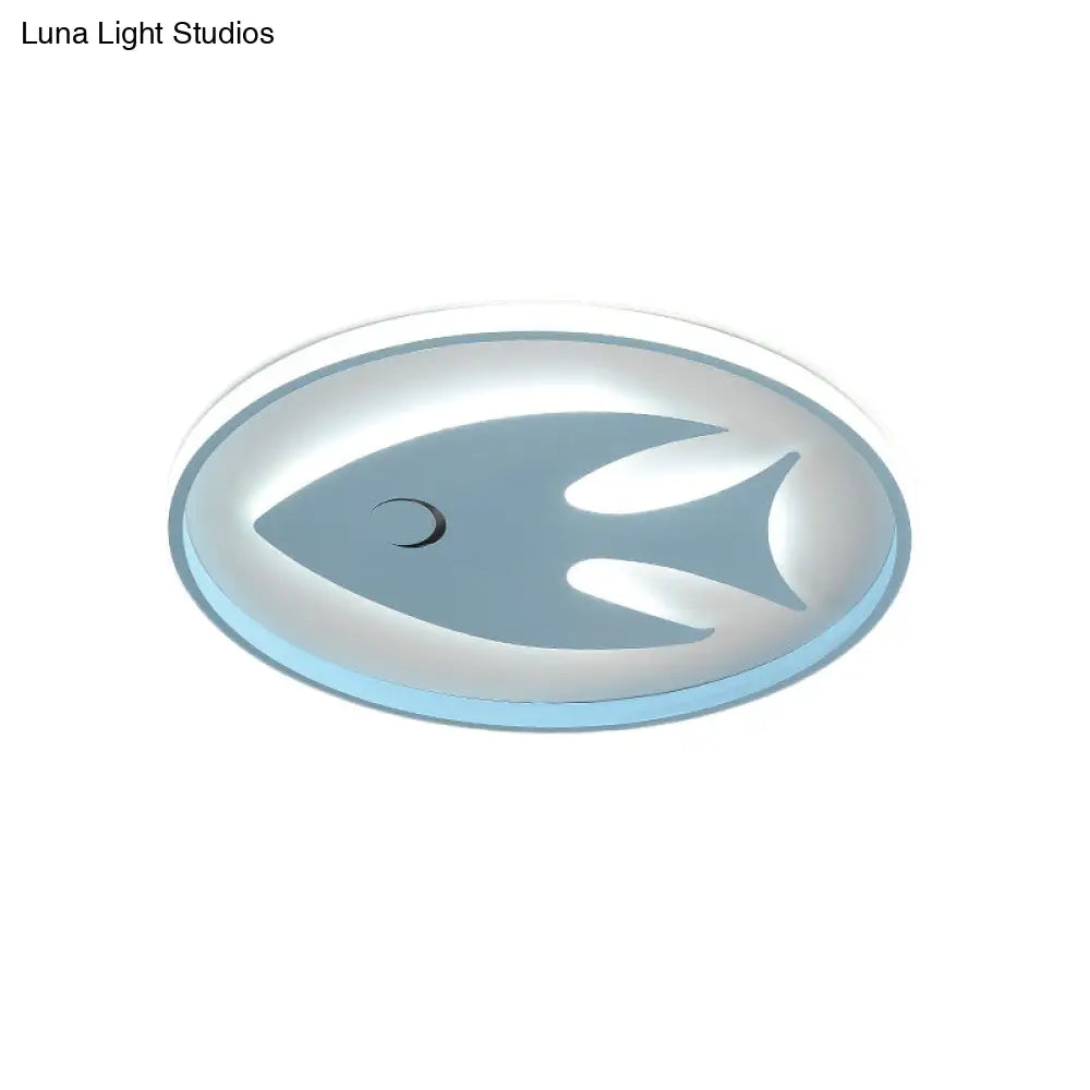 Cartoon Fish/Giraffe Ceiling Light For Nursery - Integrated Led Flushmount Lamp In Pink/Blue Acrylic