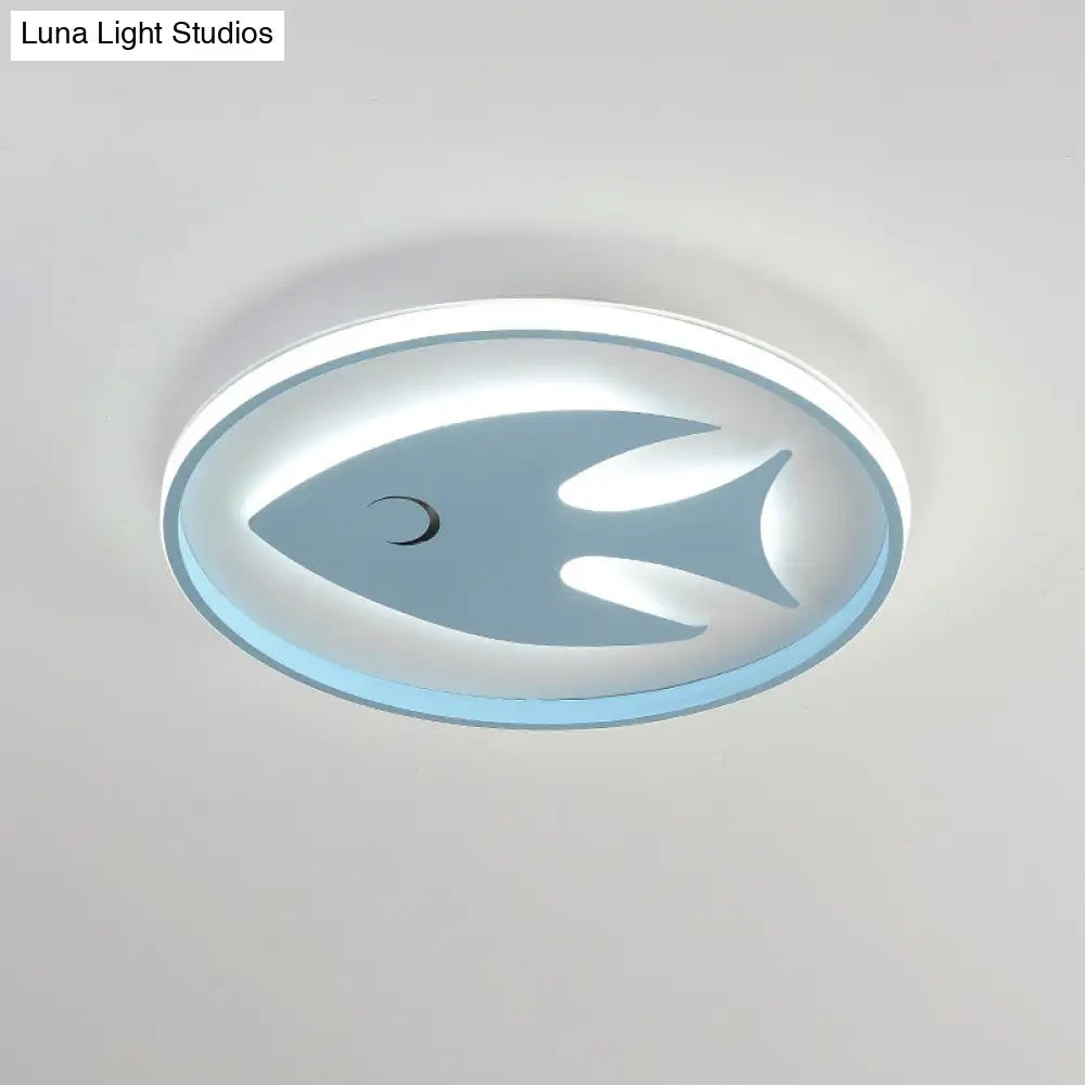 Cartoon Fish/Giraffe Ceiling Light For Nursery - Integrated Led Flushmount Lamp In Pink/Blue Acrylic