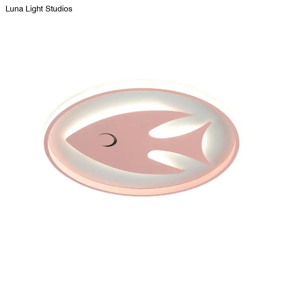 Cartoon Fish/Giraffe Ceiling Light For Nursery - Integrated Led Flushmount Lamp In Pink/Blue Acrylic