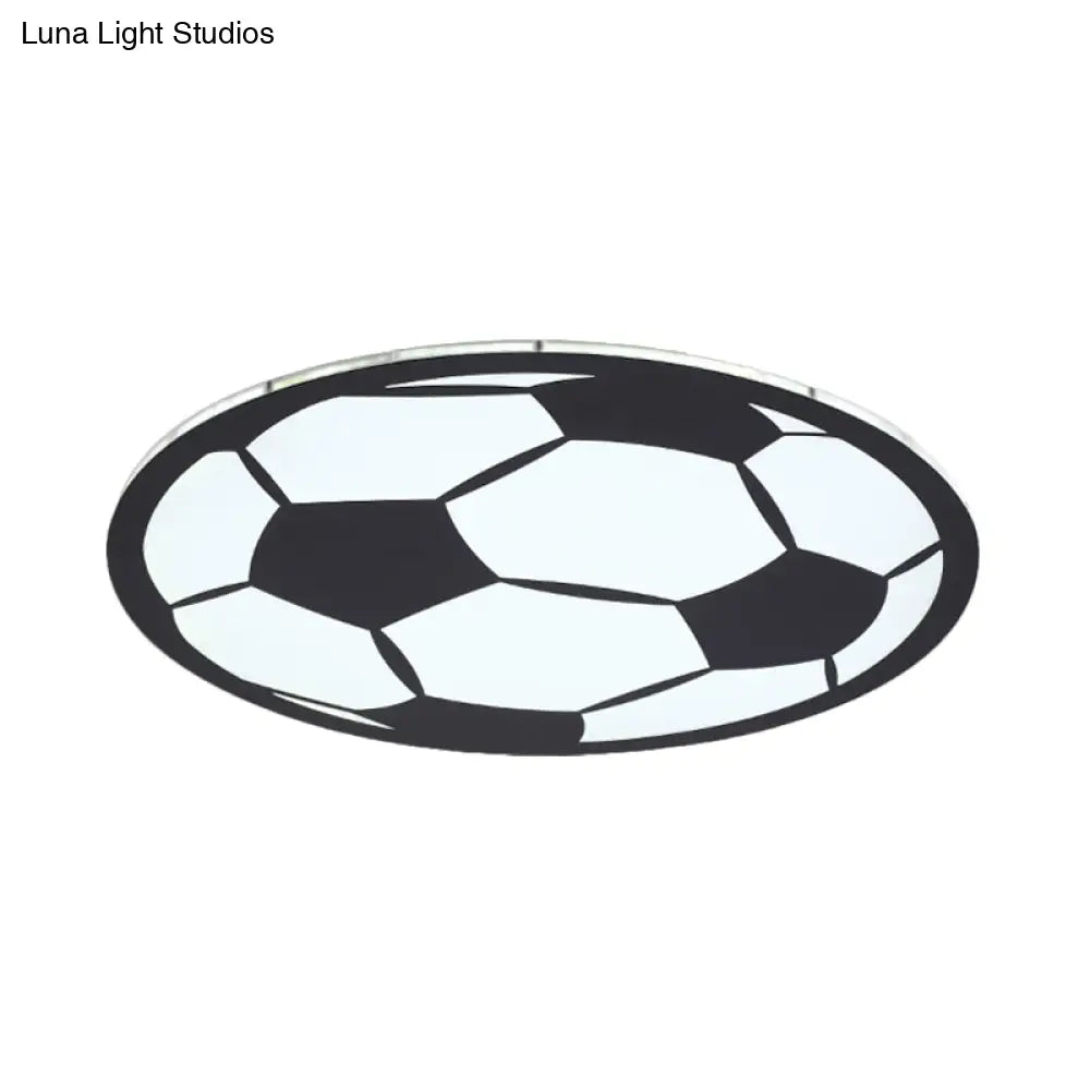 Cartoon Football Led Flush Ceiling Light For Nursery - White/Black/Pink