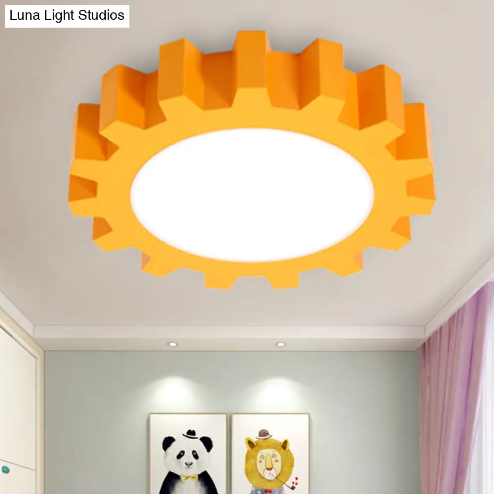 Cartoon Led Ceiling Light For Kindergarten: Metal Gear Mount