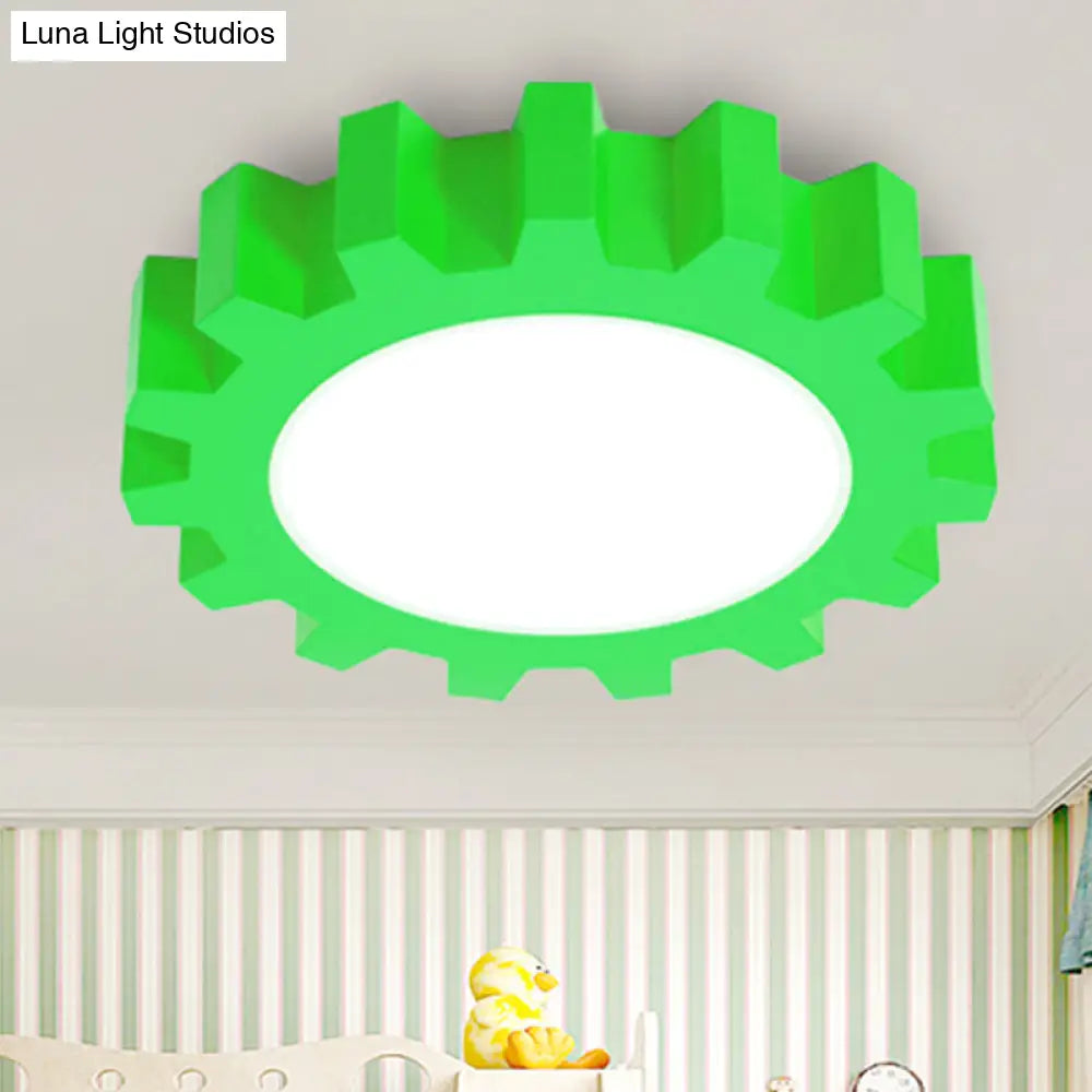 Cartoon Led Ceiling Light For Kindergarten: Metal Gear Mount