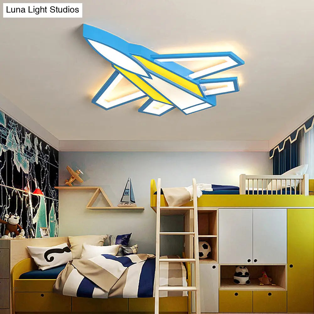 Cartoon Plane Led Flush Mount Ceiling Light - Perfect For Children’s Rooms
