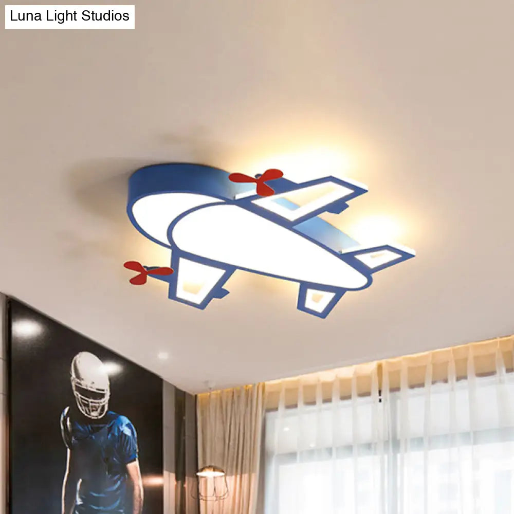 Cartoon Style Led Blue Ceiling Lamp - Acrylic Flush Mount Recessed Lighting White/3 Color Light