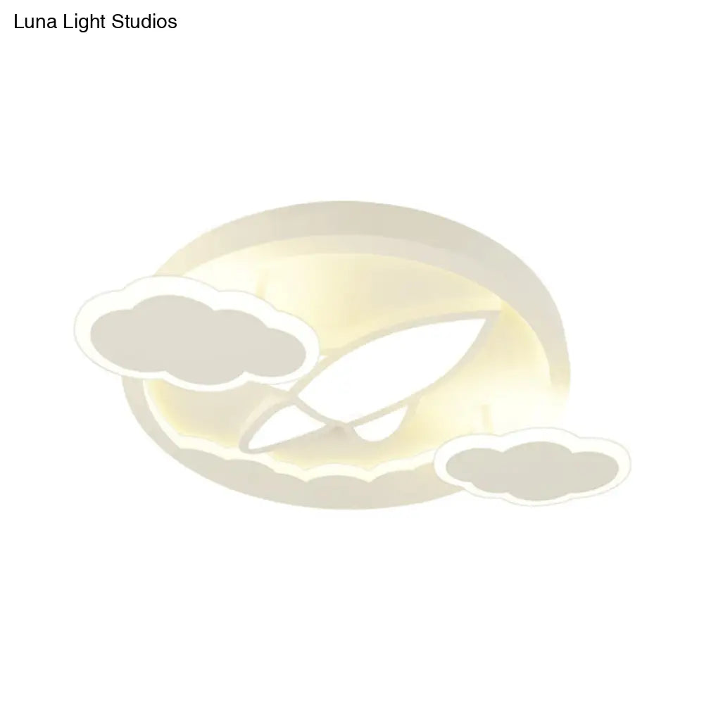 Cartoon White Led Ceiling Mount Light Cloud Deco For Kid’s Bedroom