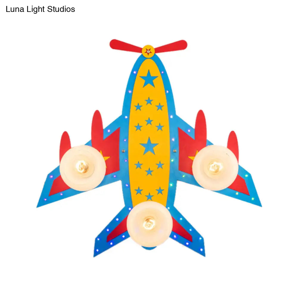 Chic Modern Flush Mount Ceiling Light Fixture With 3 Multi-Color Metal Bulbs For Kindergarten