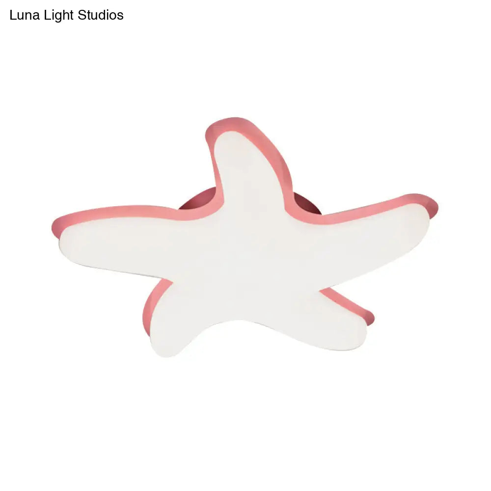 Children’s Starfish Led Nursery Ceiling Light - Grey/Pink/Yellow Flush Mount Fixture