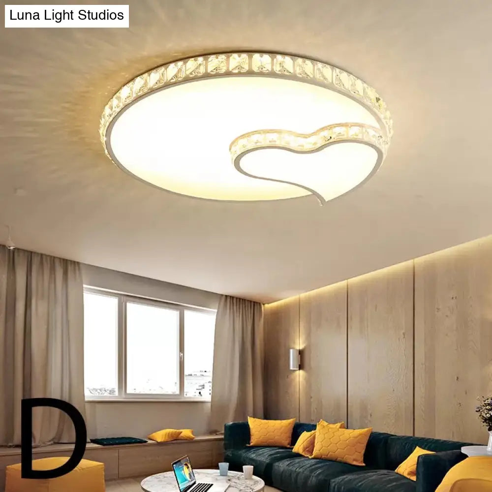 Children’s White Sky View Acrylic Flush Ceiling Light With Crystal Accent For Foyer