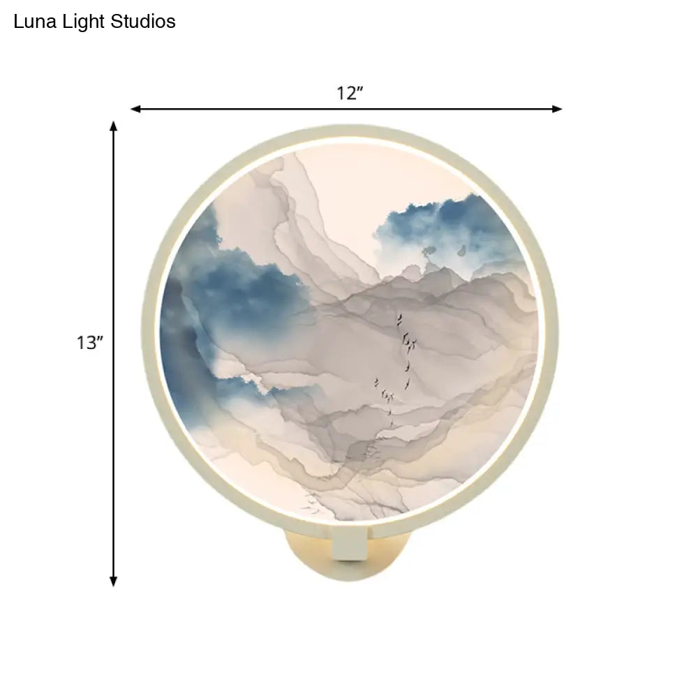 Chinese Led Acrylic Mountain Wall Lamp: White Mural Lighting For Living Room