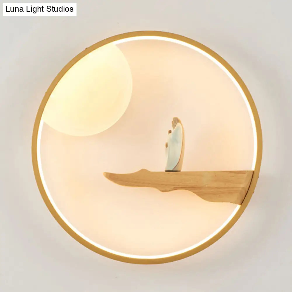 Chinese Style Led Wall Sconce Lighting - Thinker Study Room Mural Lamp In Black/Beige