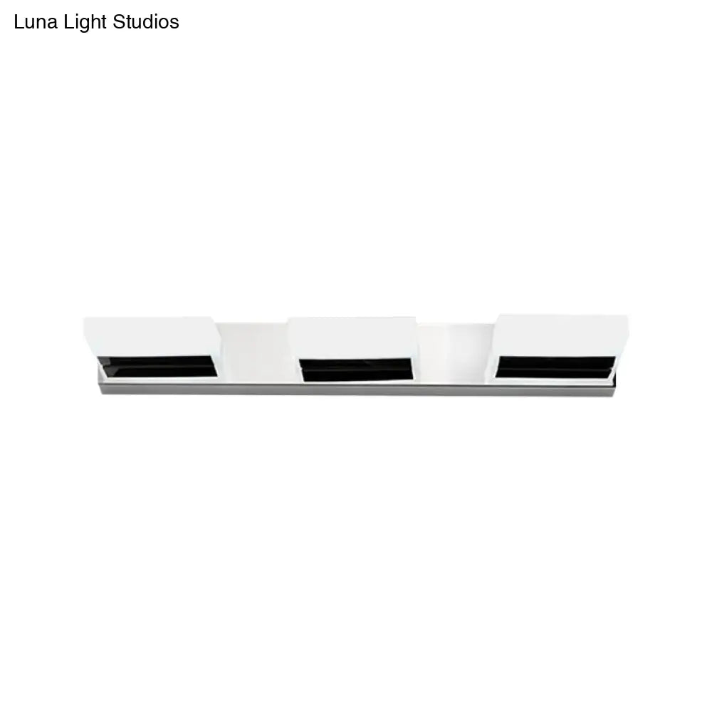 Chrome Wall Sconce With Brick Acrylic Shade For Bathroom Vanity - Choose From 2/3/5 Warm White